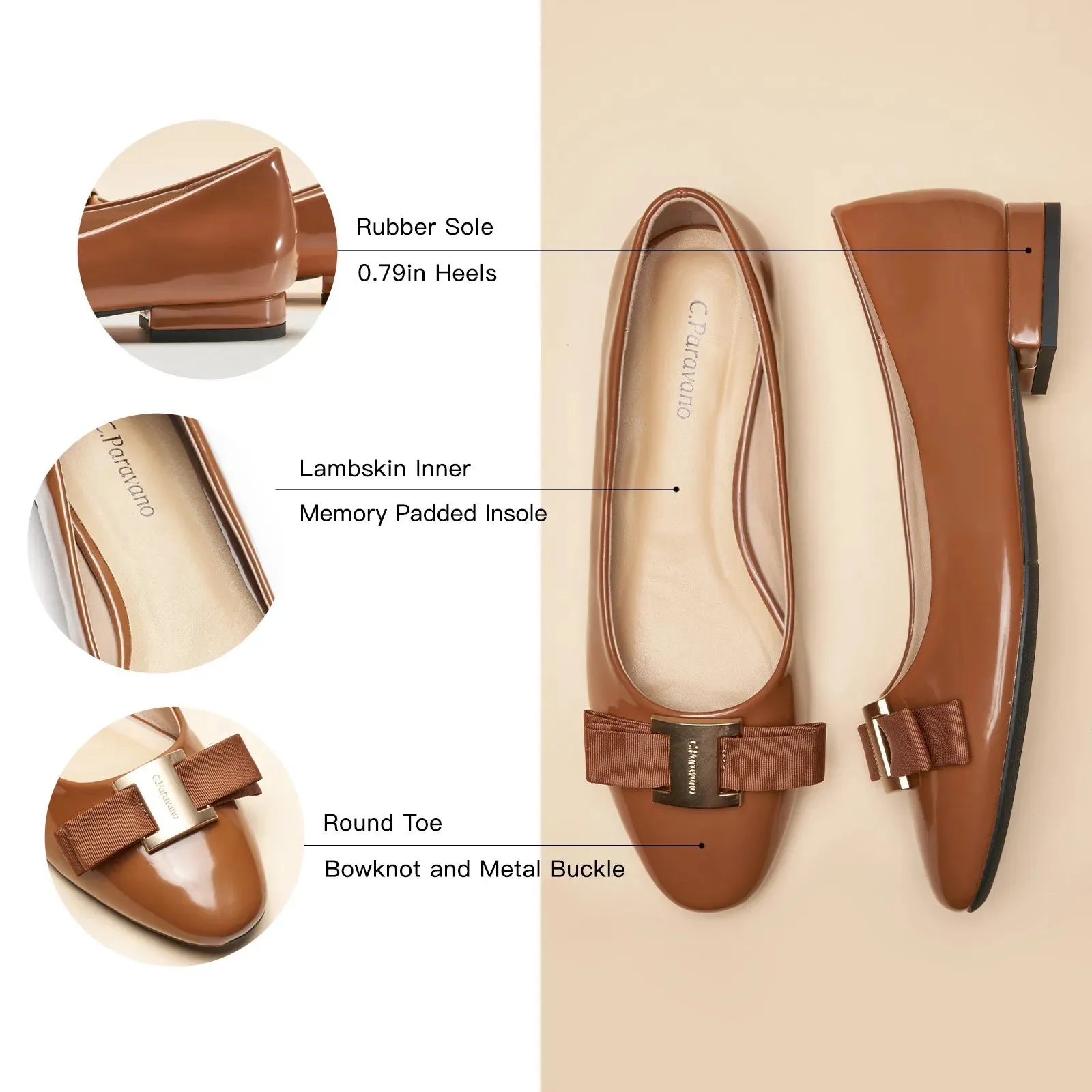 Patent Metal Buckle bow Flats (Anita)