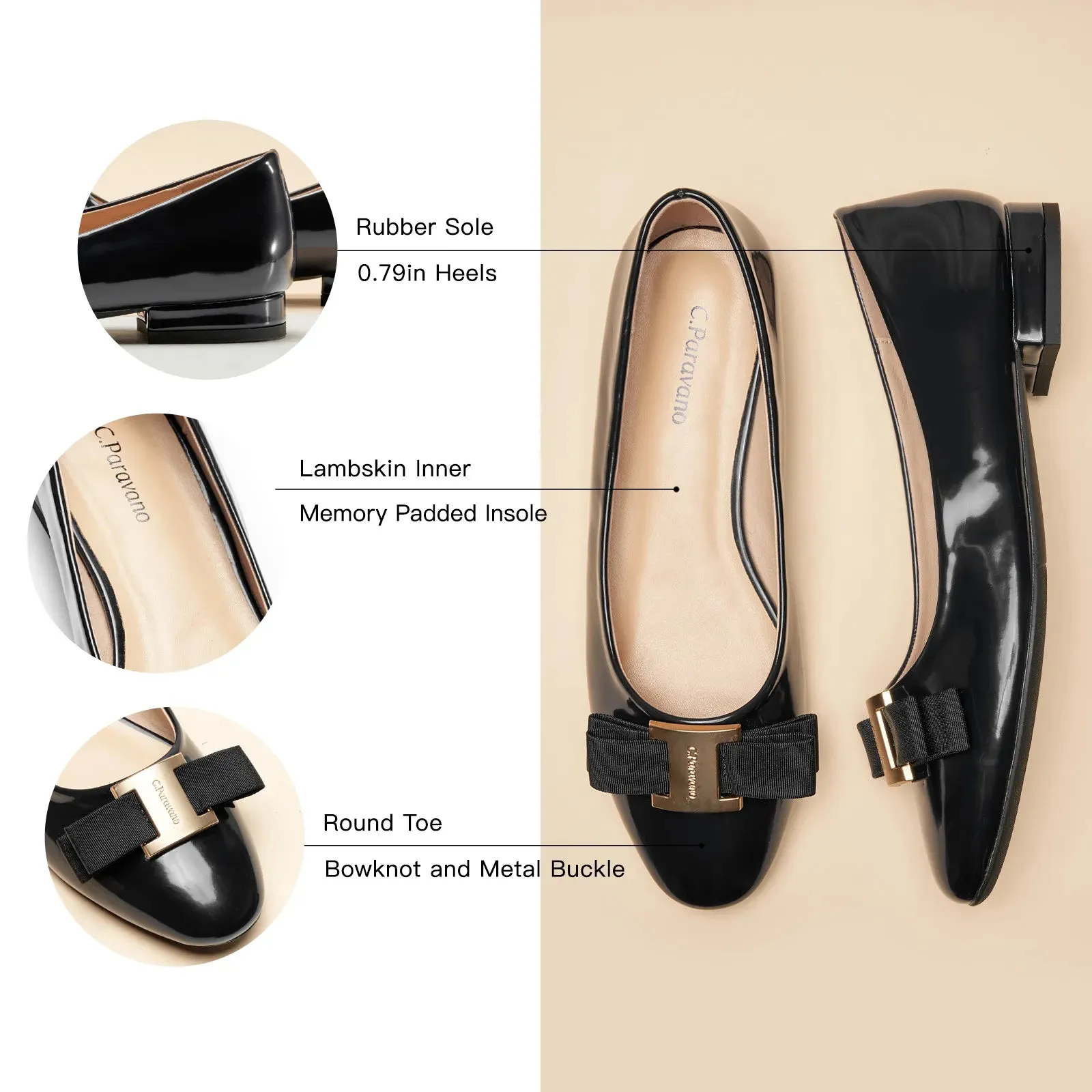Patent Metal Buckle bow Flats (Anita)