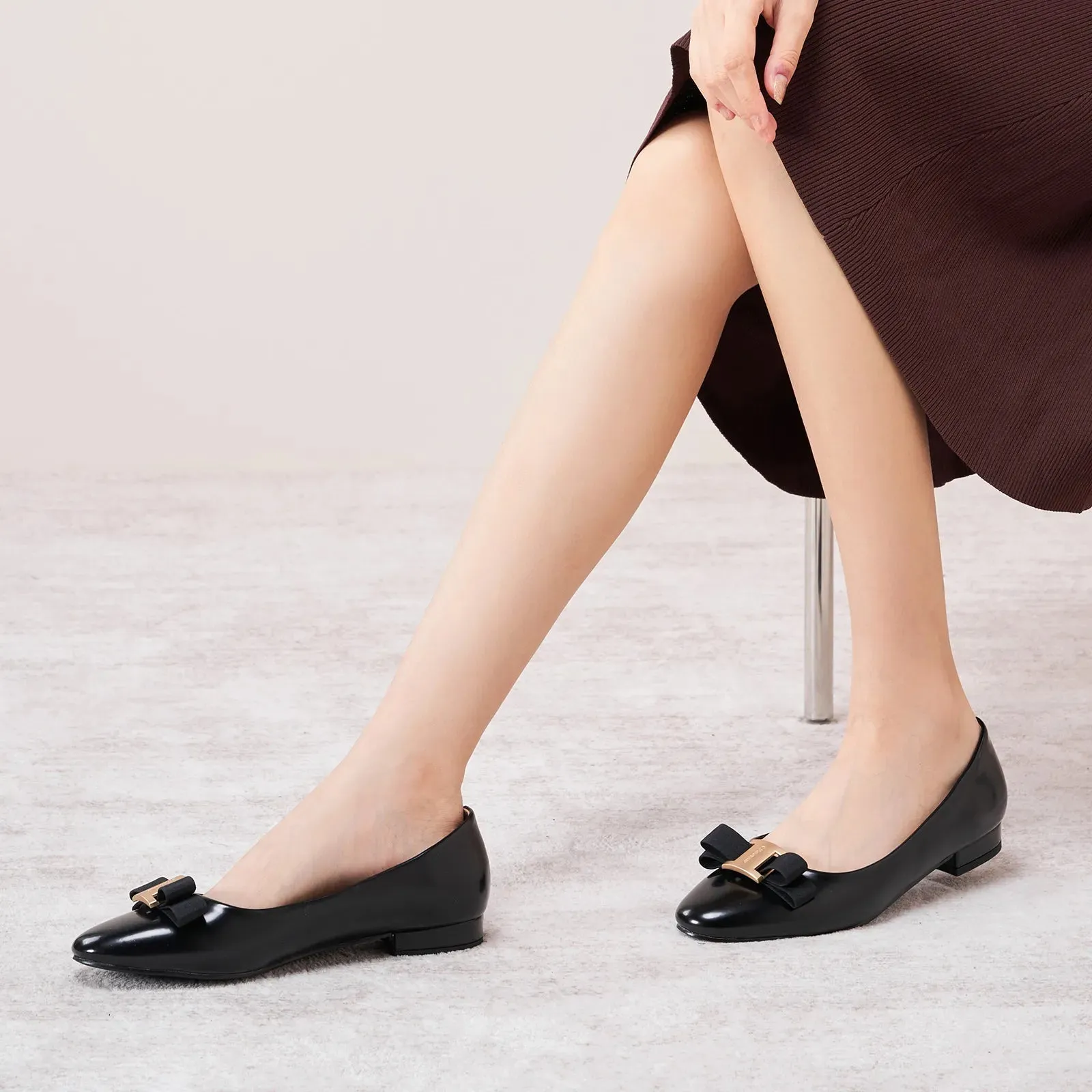 Patent Metal Buckle bow Flats (Anita)