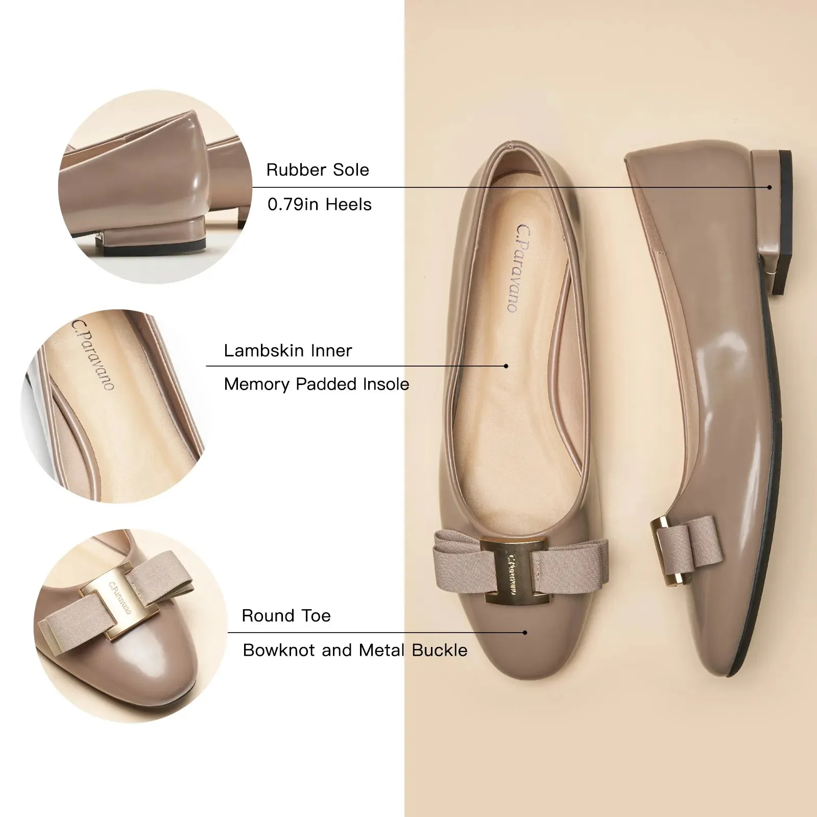 Patent Metal Buckle bow Flats (Anita)