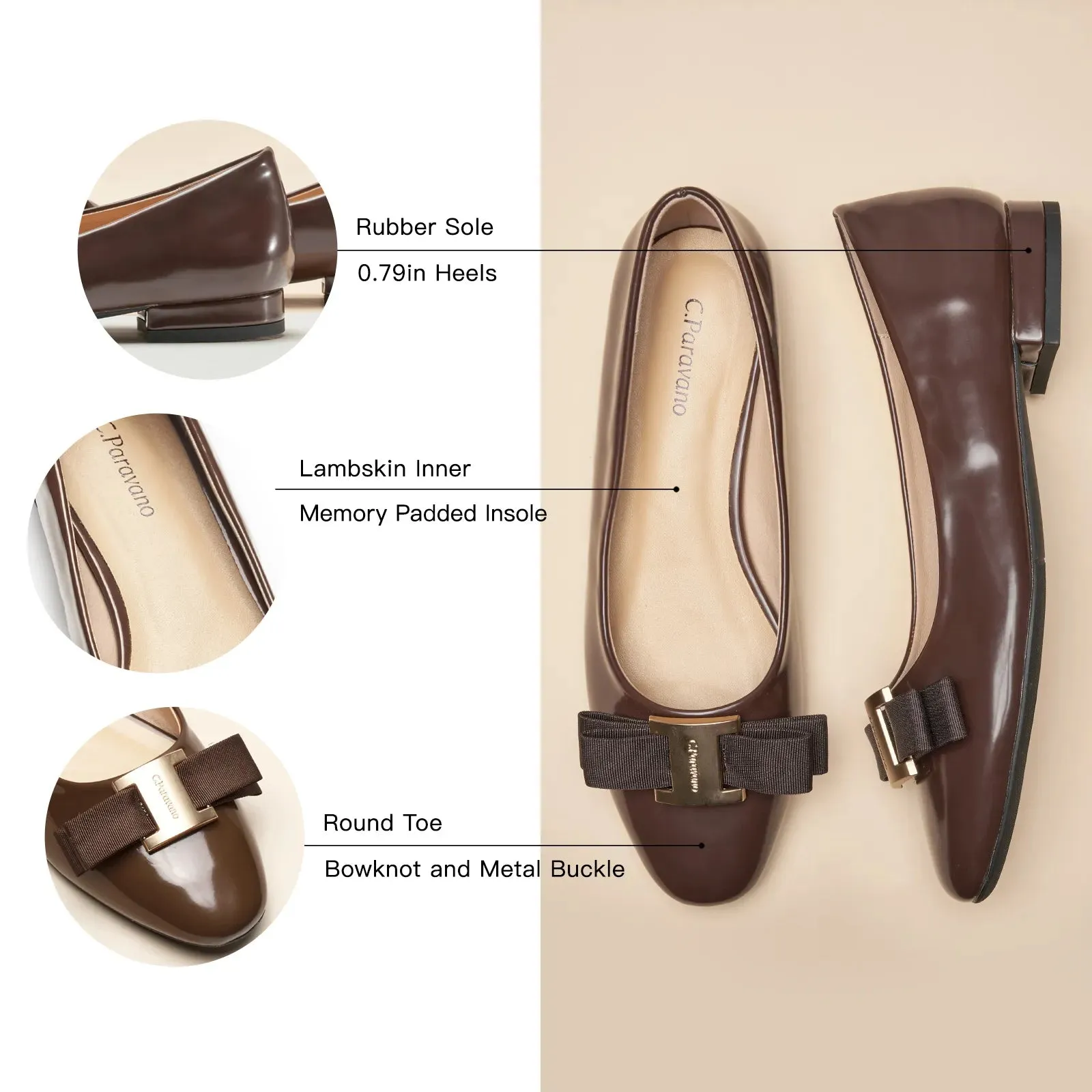 Patent Metal Buckle bow Flats (Anita)