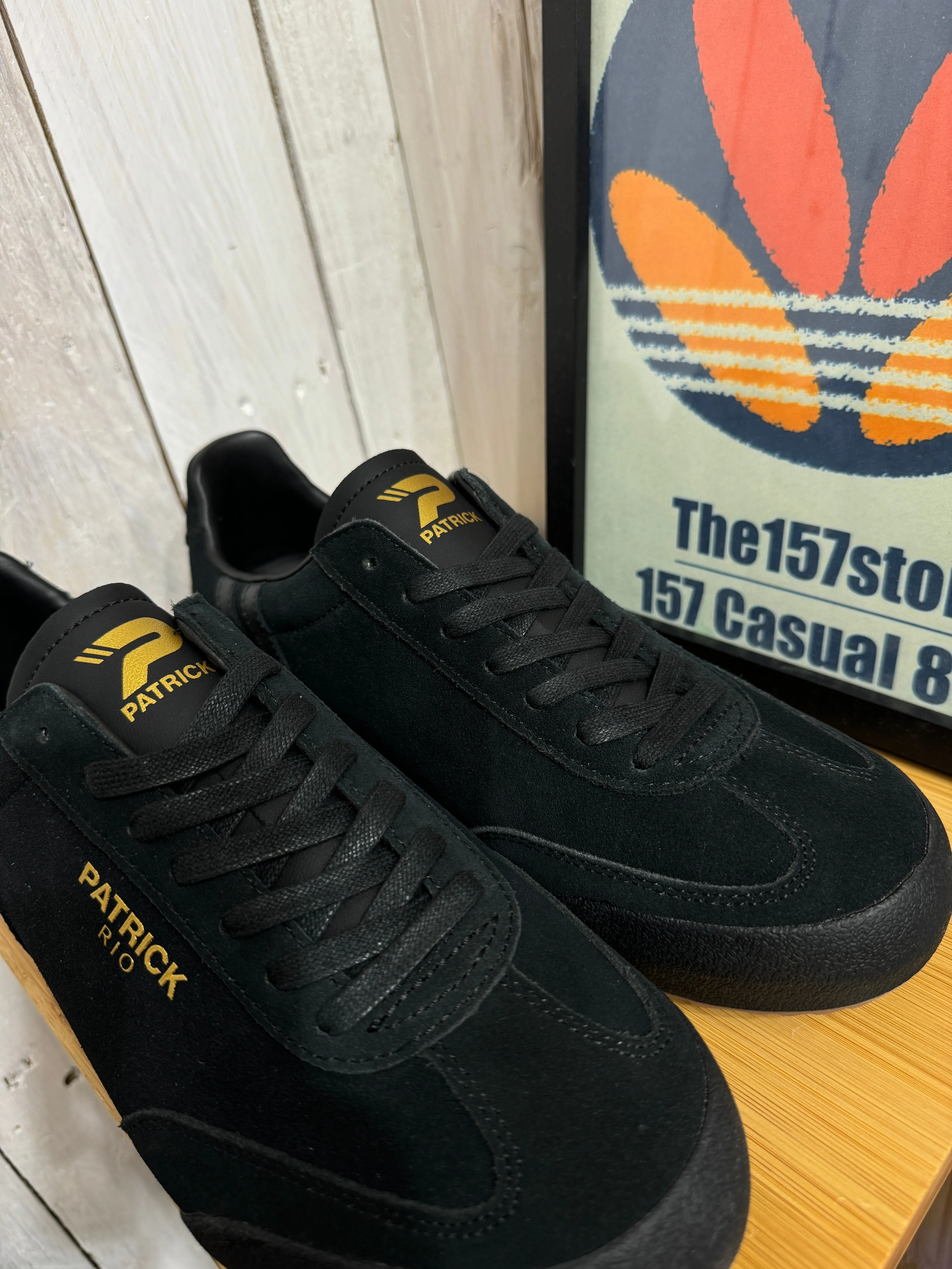 Patrick Rio Suede Trainers - Black Mono