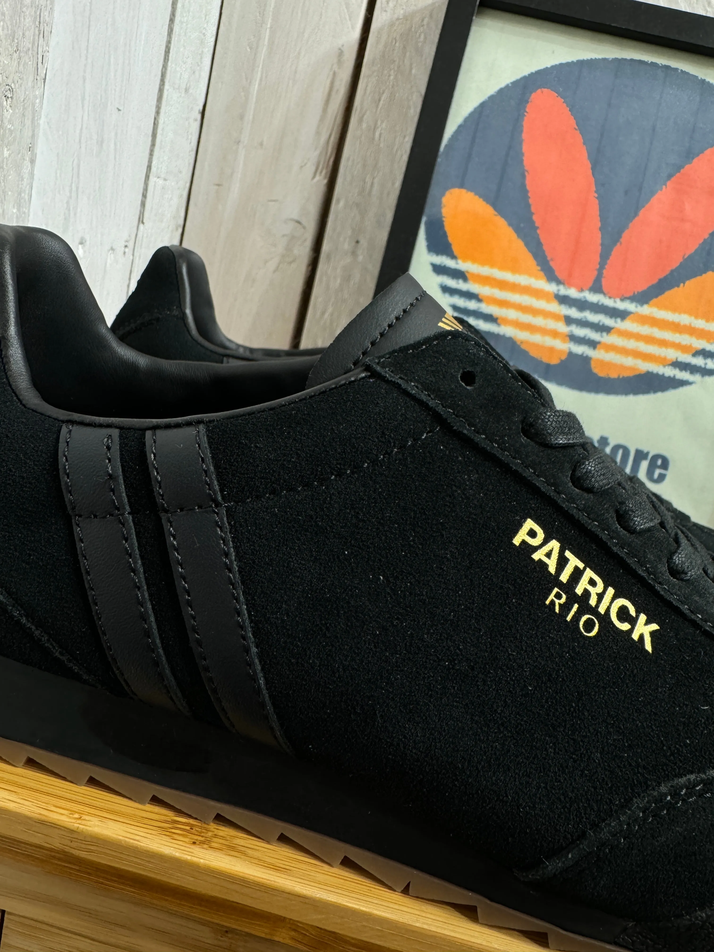 Patrick Rio Suede Trainers - Black Mono