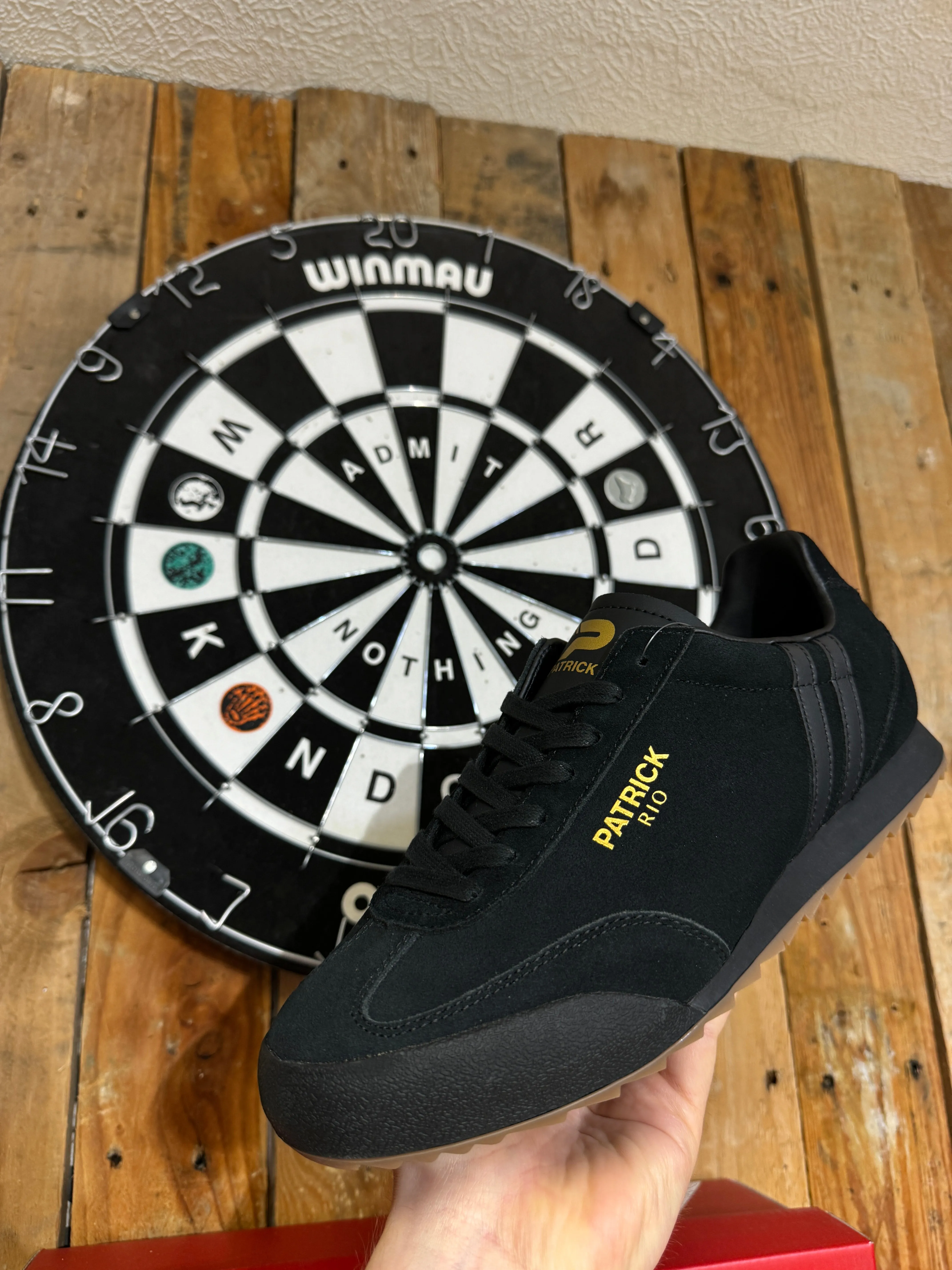 Patrick Rio Suede Trainers - Black Mono