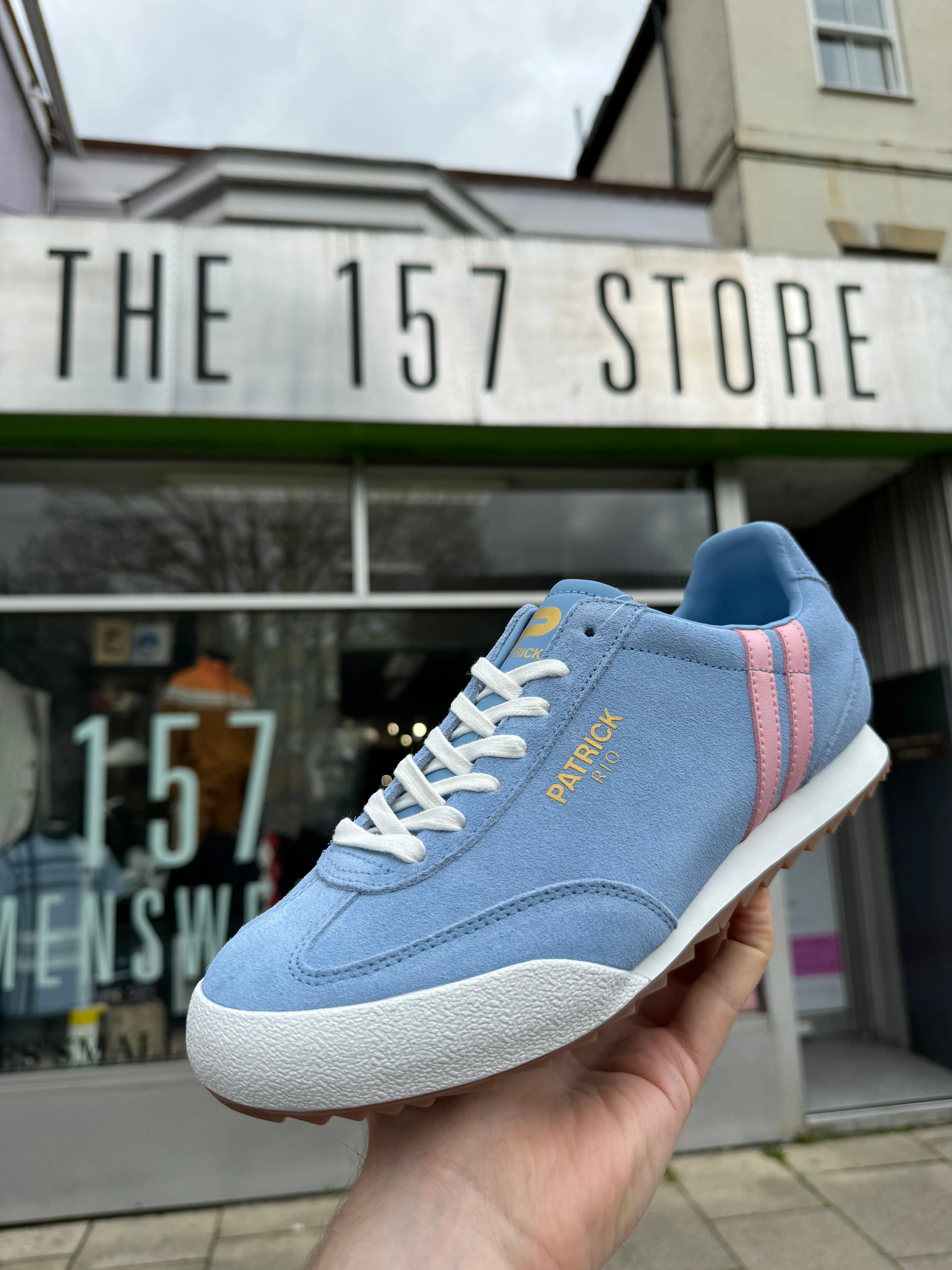 Patrick Rio Suede Trainers - Sky Blue Pink