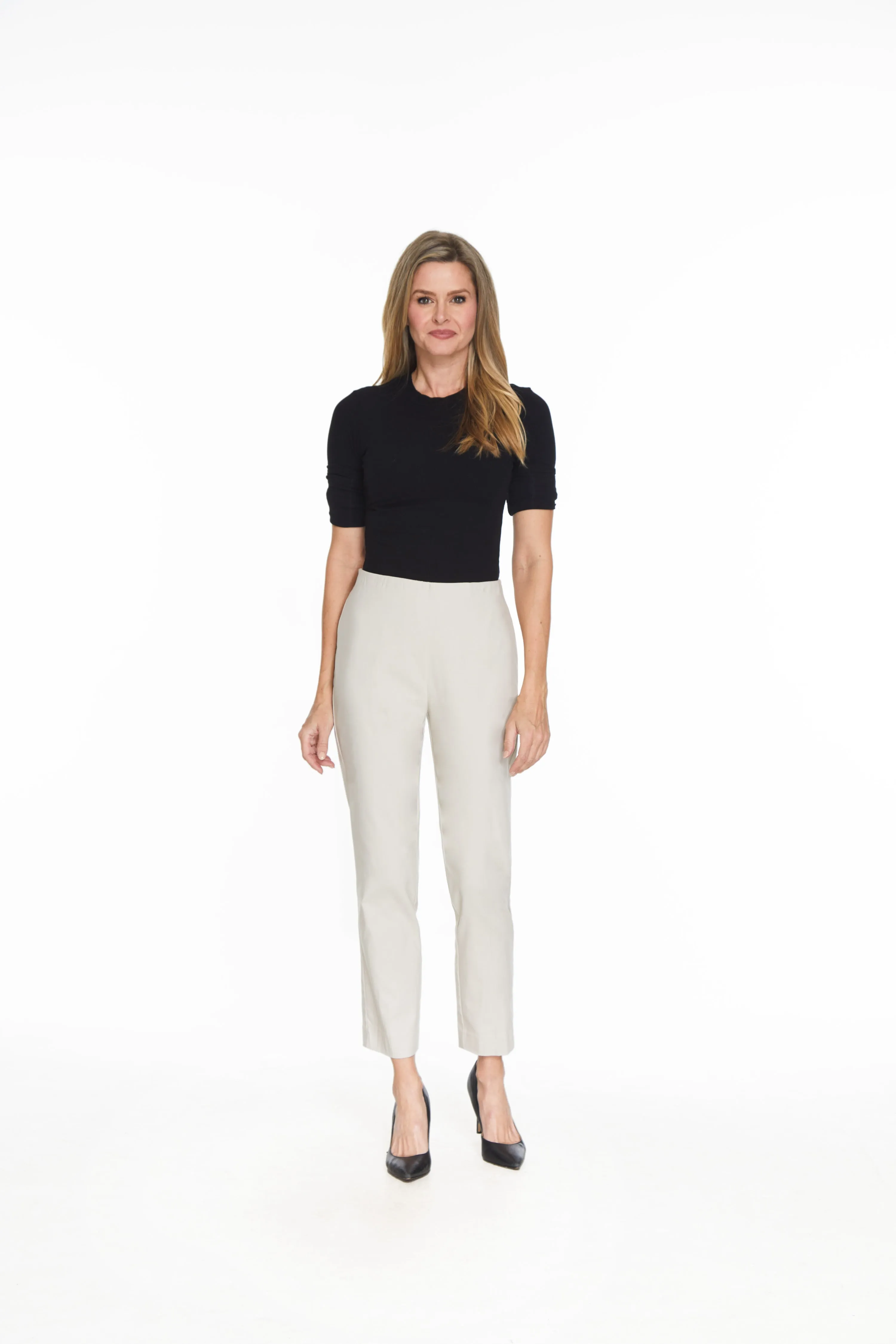 Pull On 'No Waist' Ankle Pant - Stone