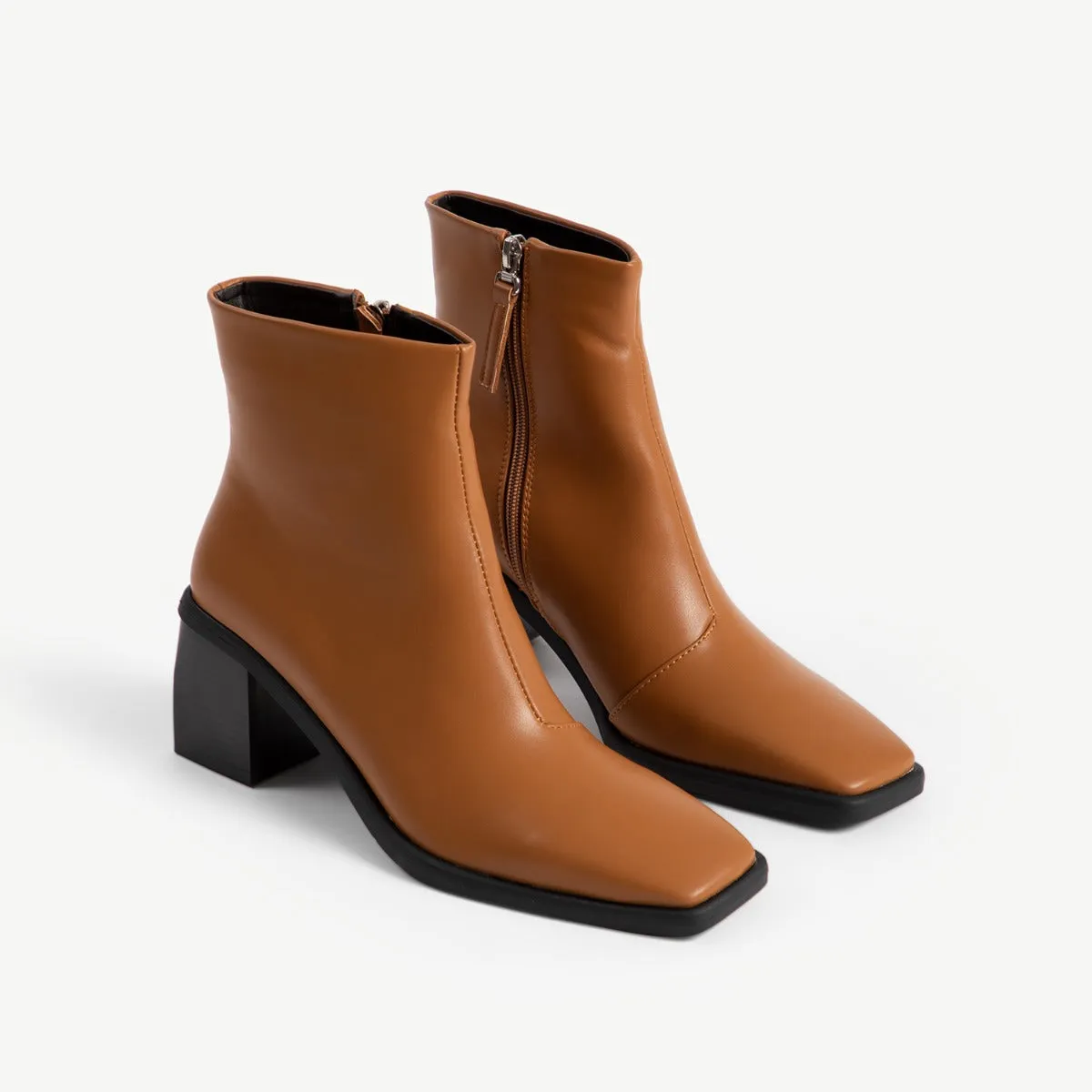 RAID Floriana Block Heeled Ankle Boot in Tan