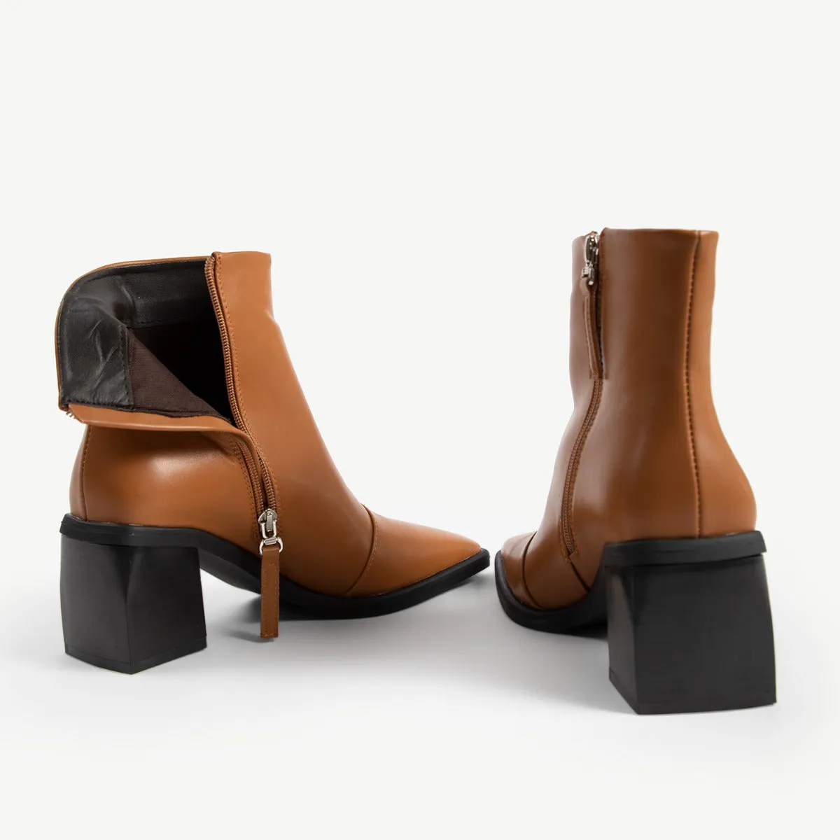 RAID Floriana Block Heeled Ankle Boot in Tan