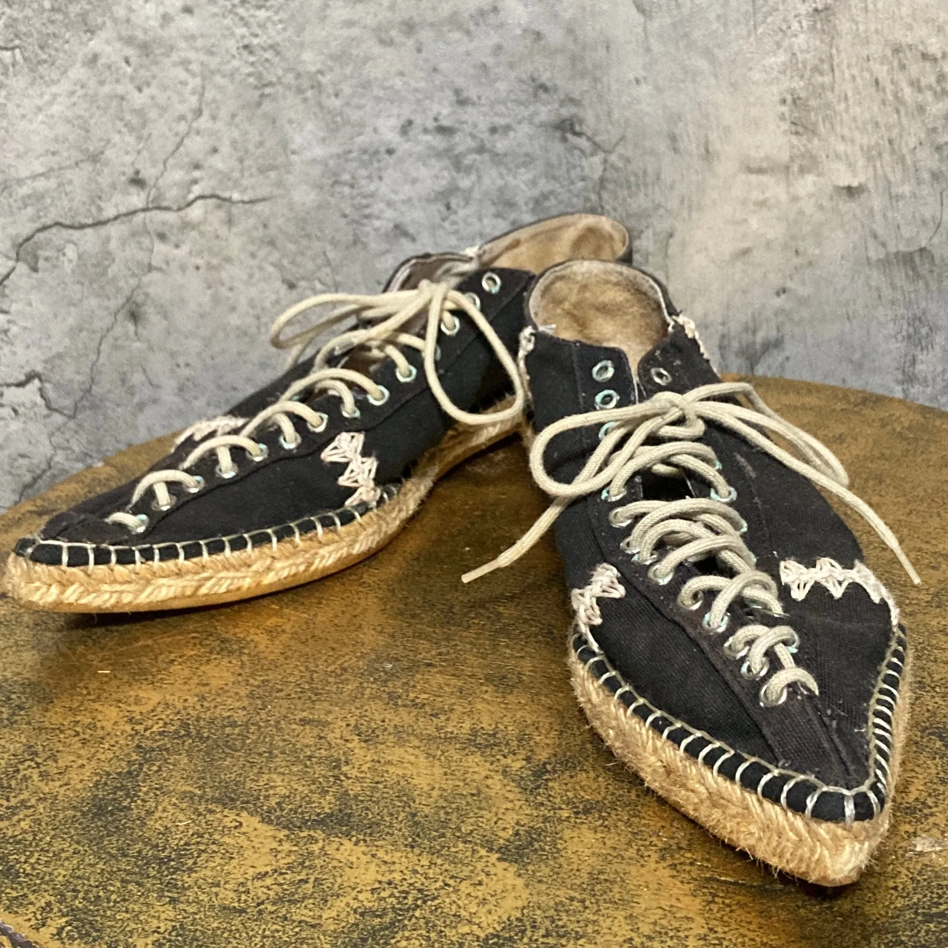 ras lace-up shoes pointed toe flats black
