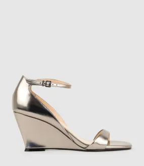 SAKURA75 Sandal on Wedge in Pewter High Shine