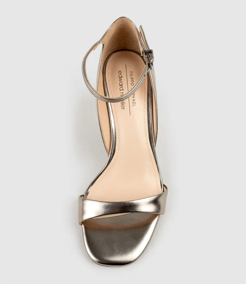 SAKURA75 Sandal on Wedge in Pewter High Shine