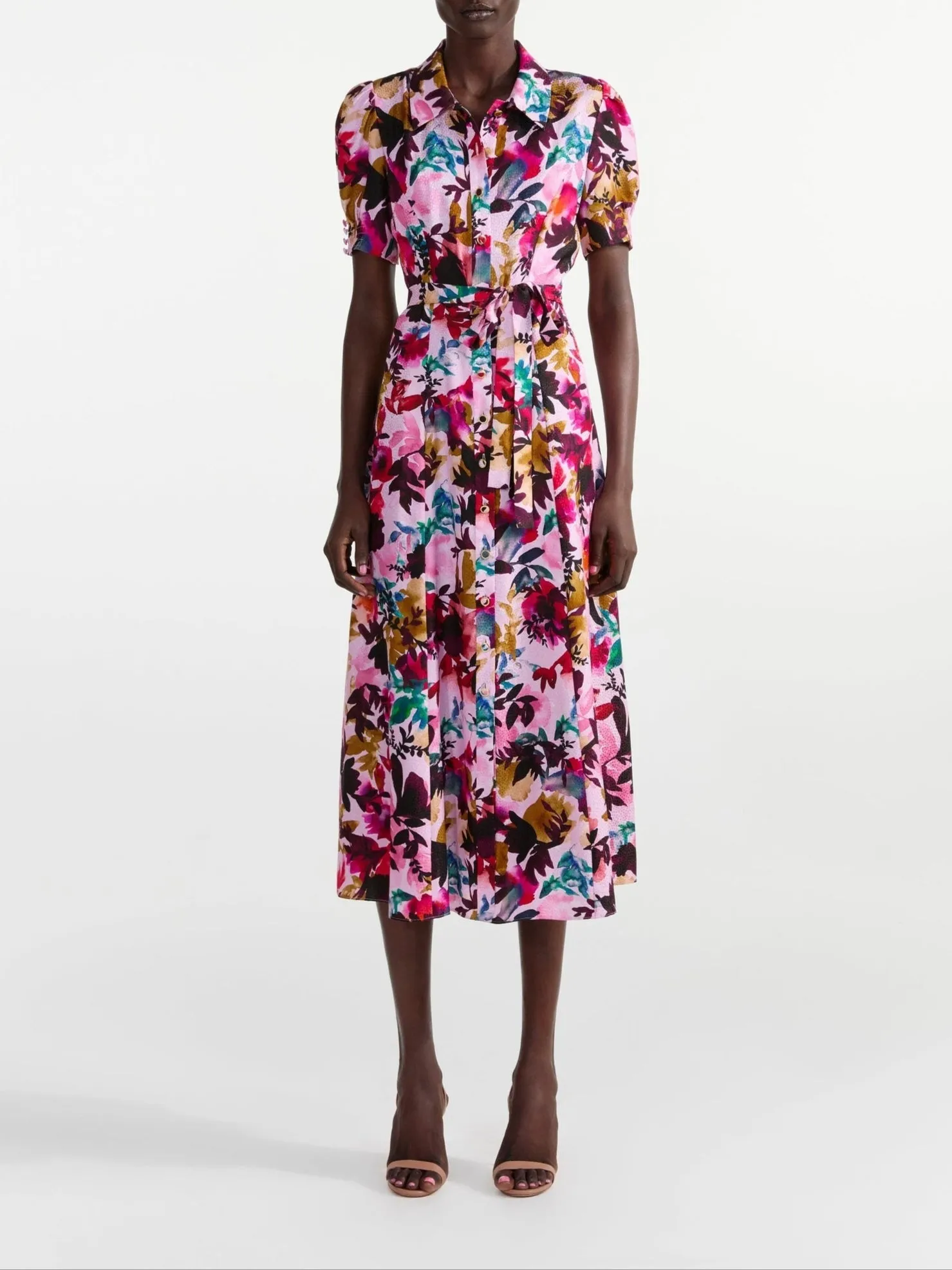 Saloni Vanessa-D Dress in Watercolor Flourish