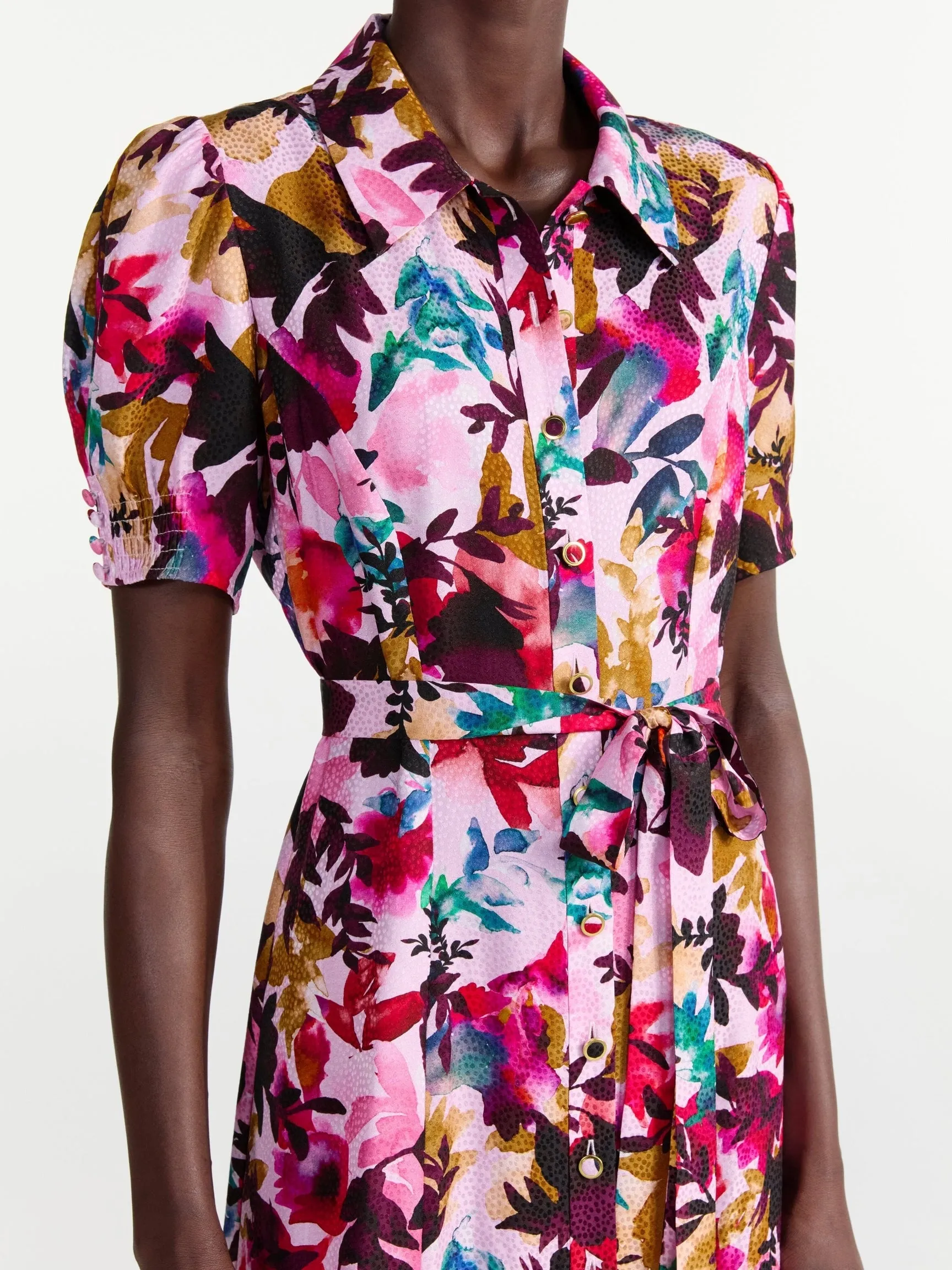 Saloni Vanessa-D Dress in Watercolor Flourish