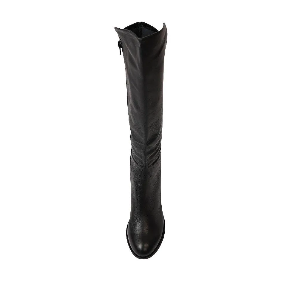 Setley Black/ Black Heel Leather Knee High Boots