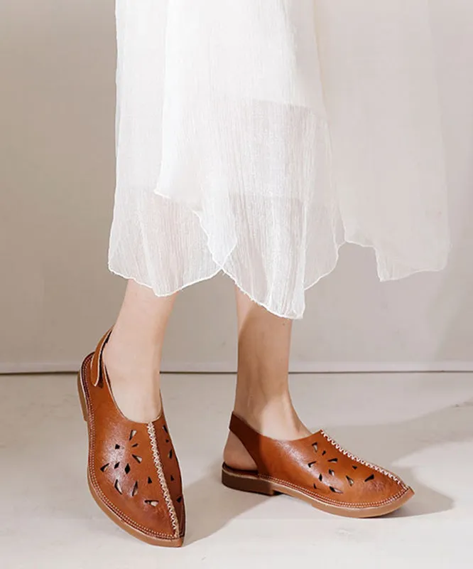 Soft Brown Hollow Out Sandals