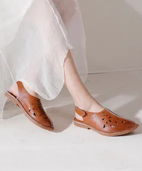 Soft Brown Hollow Out Sandals
