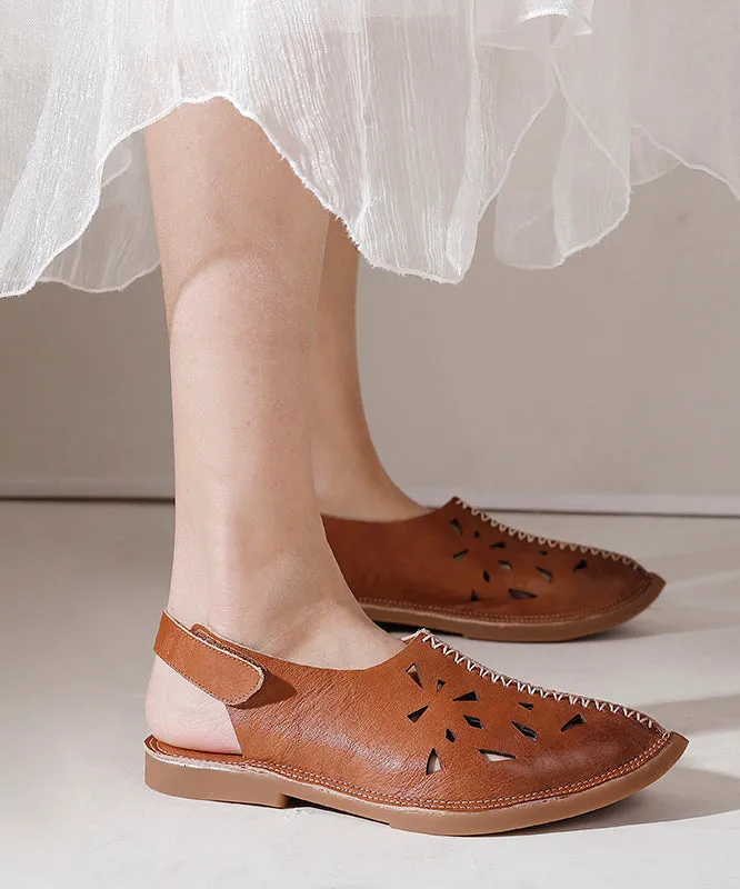Soft Brown Hollow Out Sandals