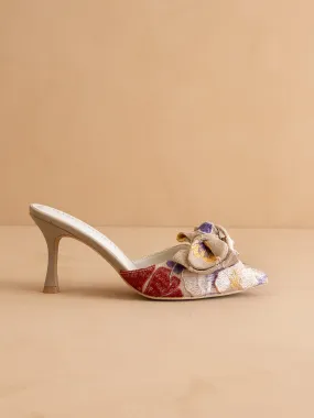 The Jane | Floral Pointed Toe Bow Accent Kitten Heel