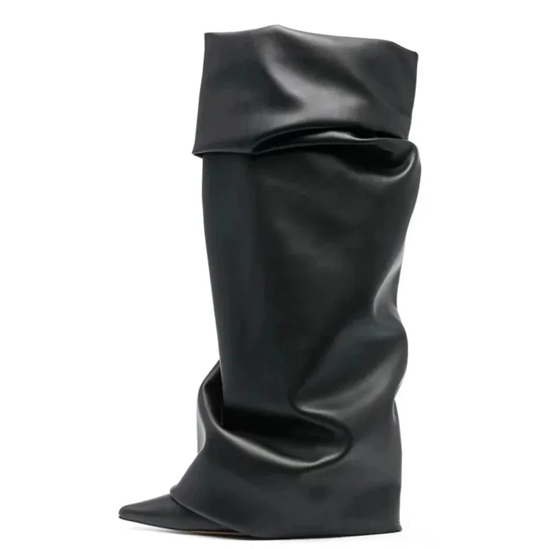 Trend4us Luxe Slouchy Metallic Leather Boots