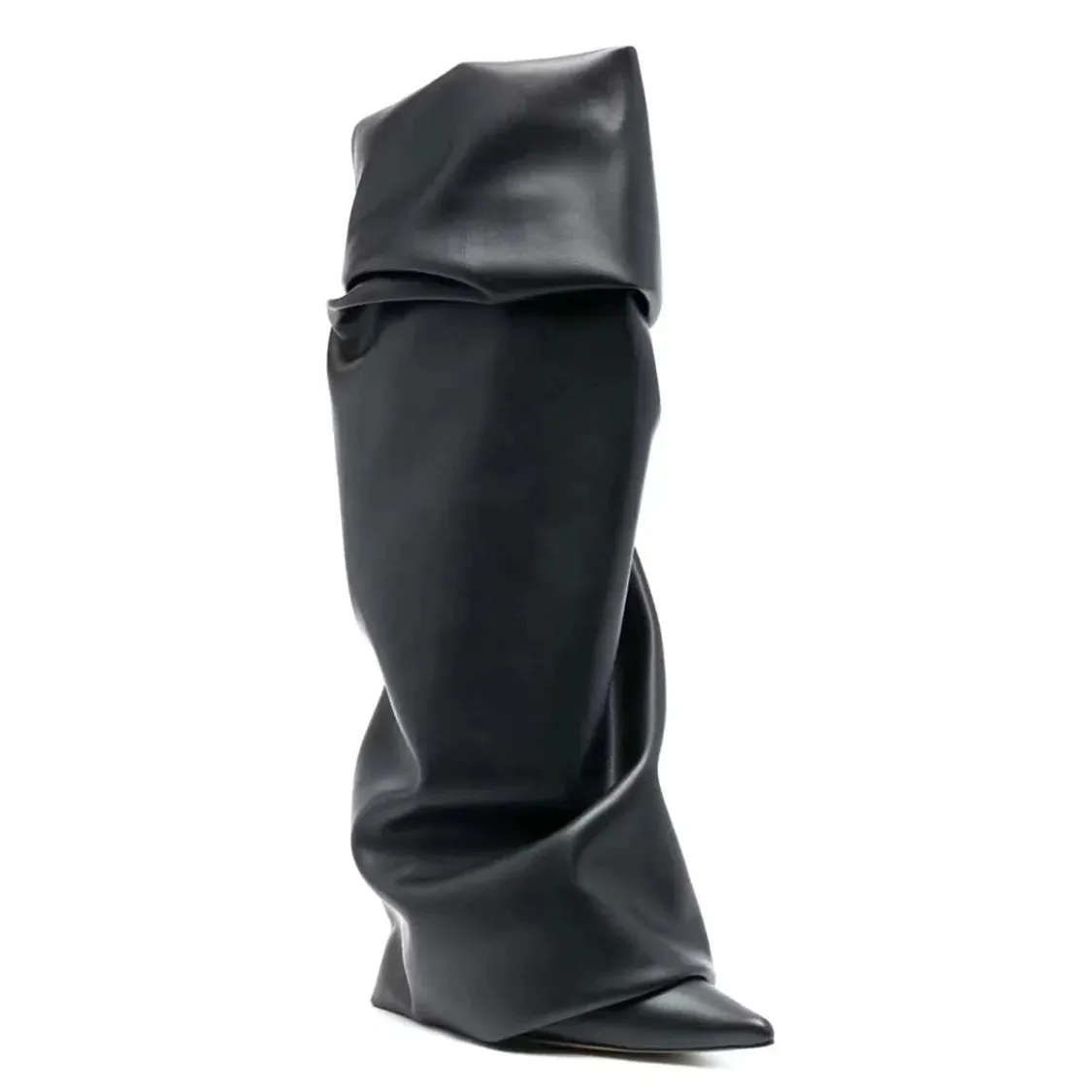 Trend4us Luxe Slouchy Metallic Leather Boots