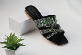 WALKBROS BEAUX FANCY SLIPPERS - BLACK LOUIS