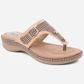 Women "Elsa" Comfort Wedge T Strap Slip On Slippers
