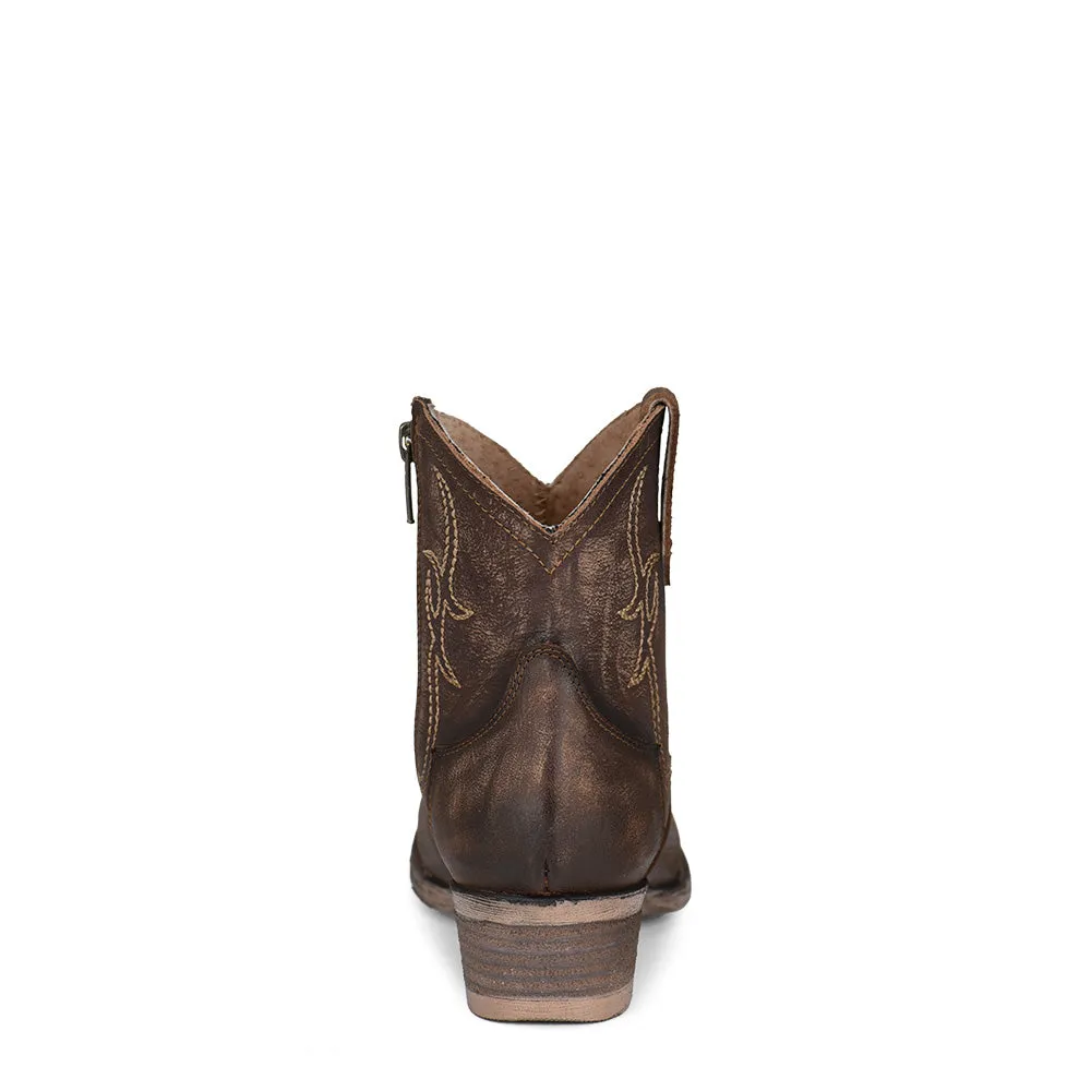 Women's Circle G Tobacco Embroidery & Zipper Round Toe Bootie