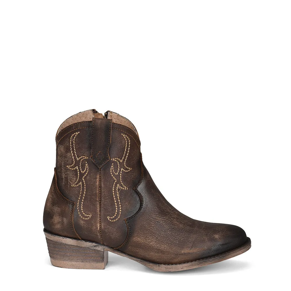 Women's Circle G Tobacco Embroidery & Zipper Round Toe Bootie