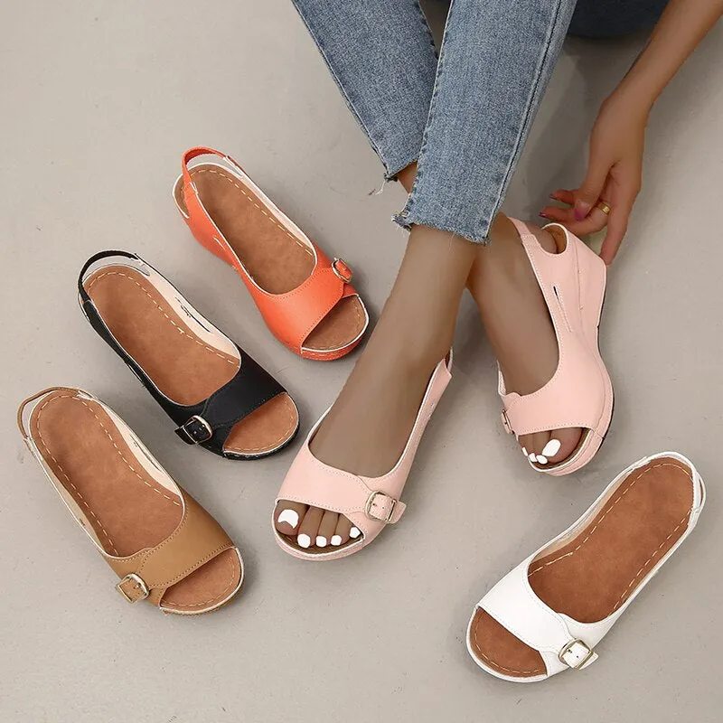 Womens Peep Toe Wedge Sandals